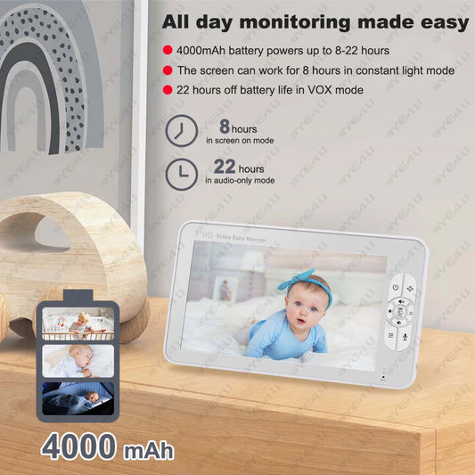 5" Video Baby Monitor with Silent PTZ Camera & Lullabies