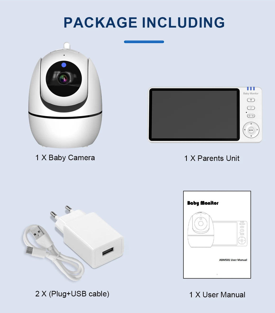 5" Video Baby Monitor with Silent PTZ Camera & Lullabies