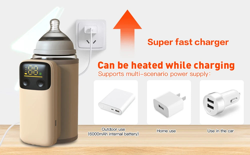 QuickHeat Milk Warmer – Cordless, Fast-Charging, Temperature-Controlled