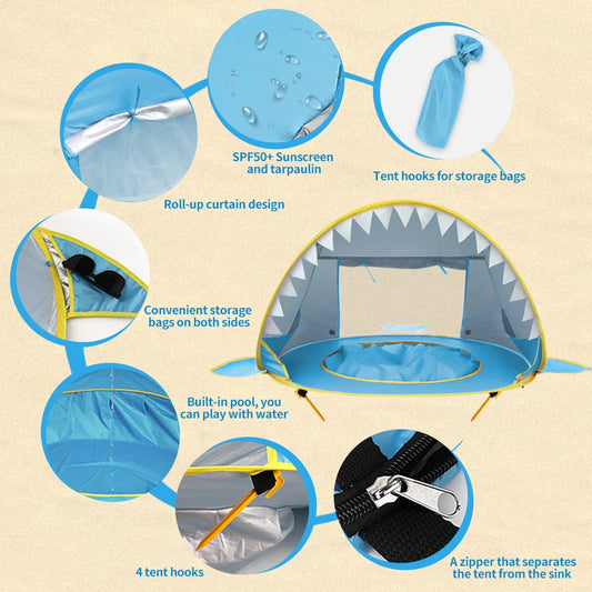 UV-Protective Baby Beach Tent with Pool – Pop-Up Sunshade Shelter