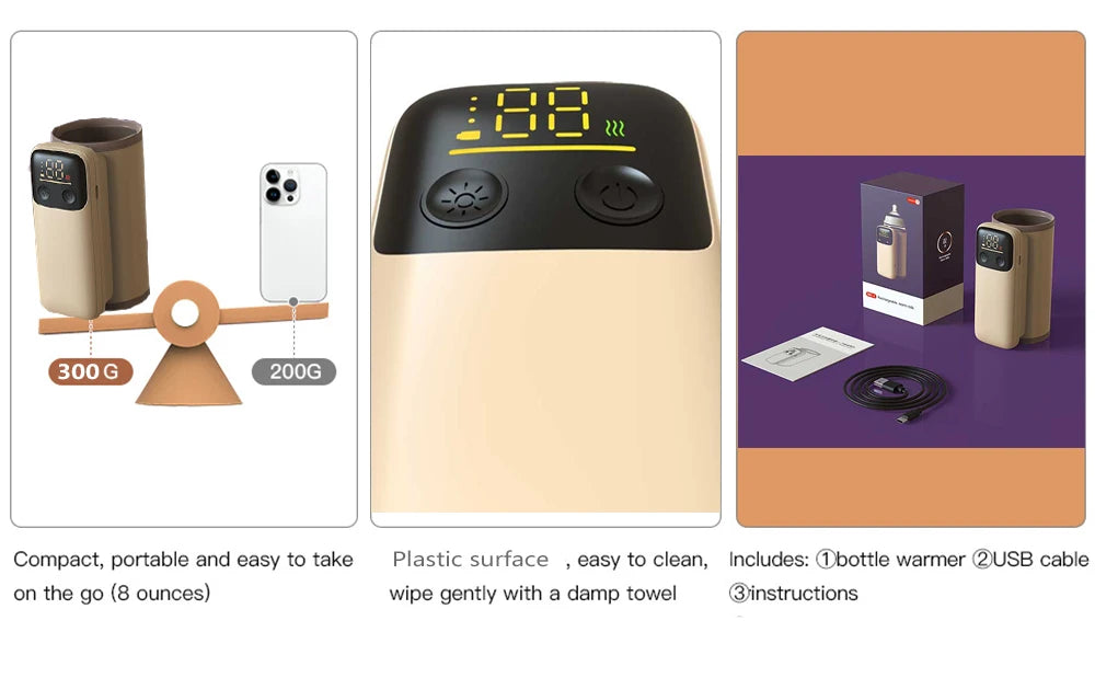 QuickHeat Milk Warmer – Cordless, Fast-Charging, Temperature-Controlled