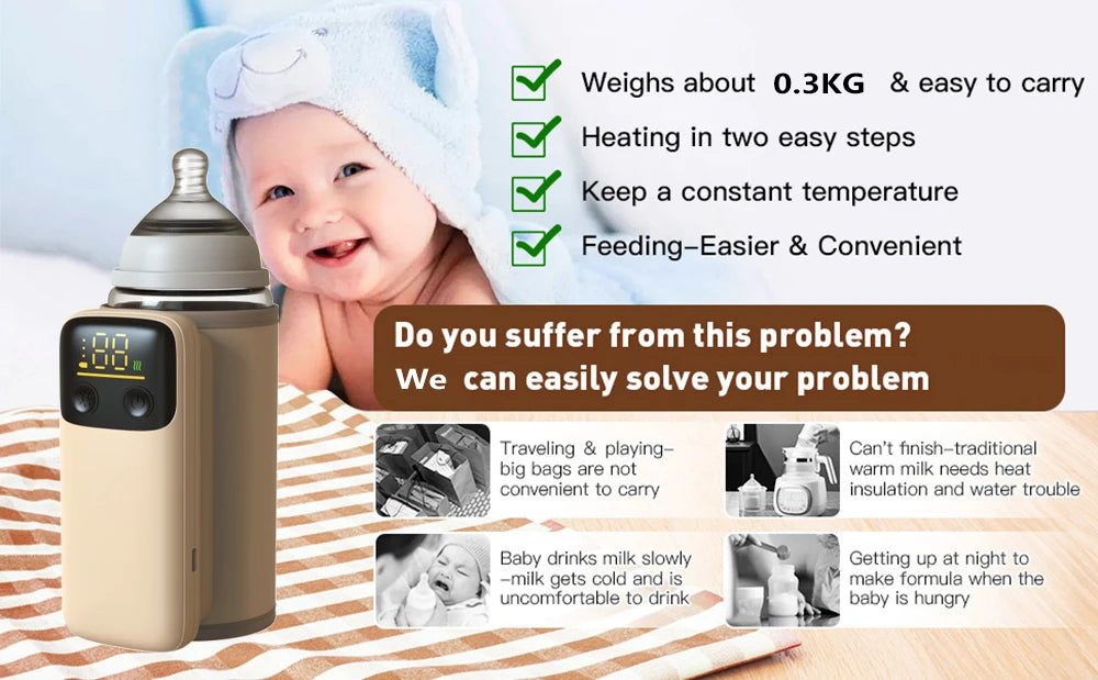 QuickHeat Milk Warmer – Cordless, Fast-Charging, Temperature-Controlled